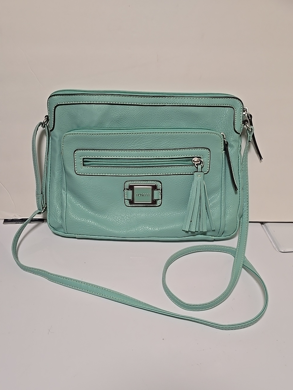 Rosetti Mint Green Crossbody Bag with Tassel Accent